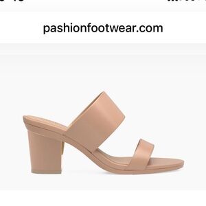 Pashion Footwear “The Slide” Latte Double Strap Mules 3” Block Heel or flats NWT